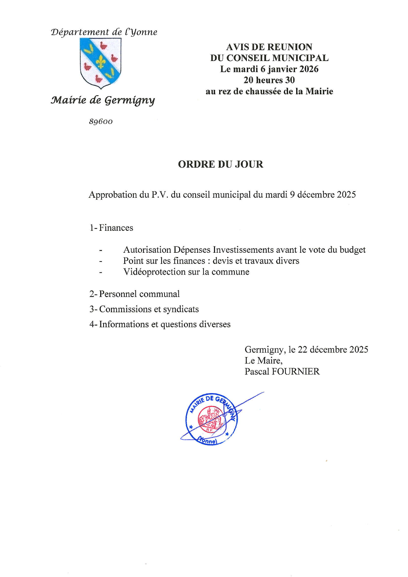 AVIS CM 06 JANVIER 2026