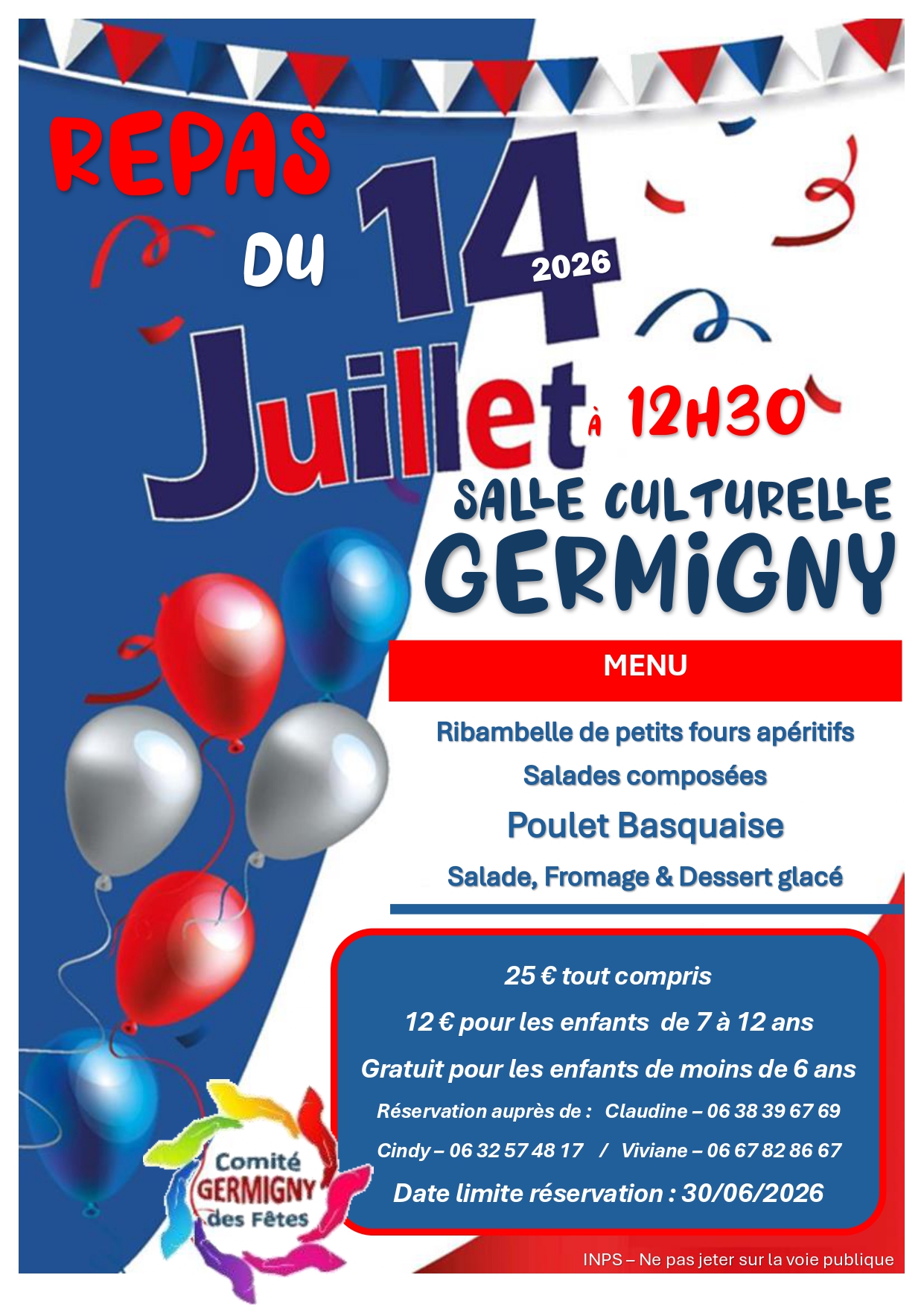Repas du 14 juillet salle culturelle