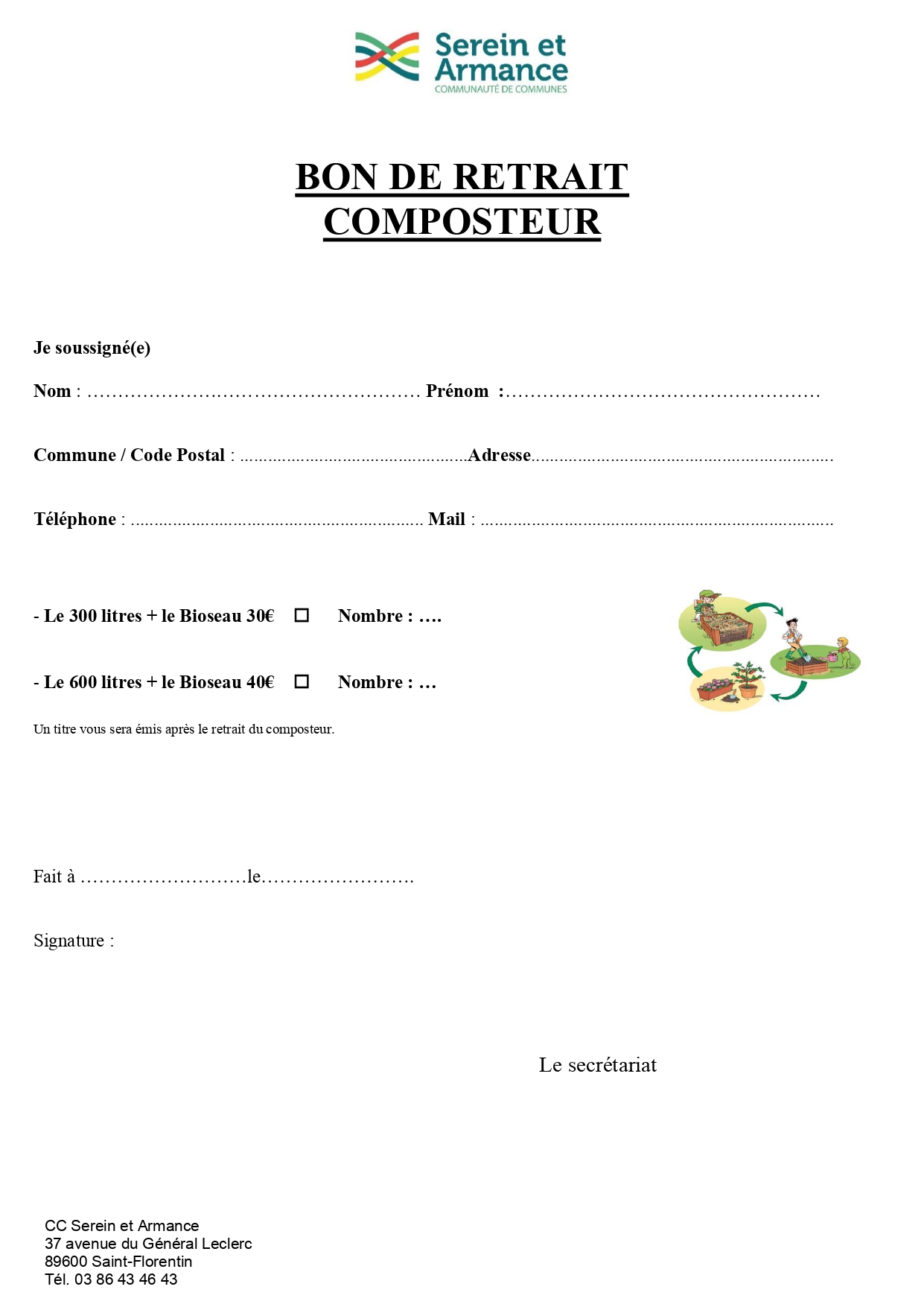 Bon de retrait composteur